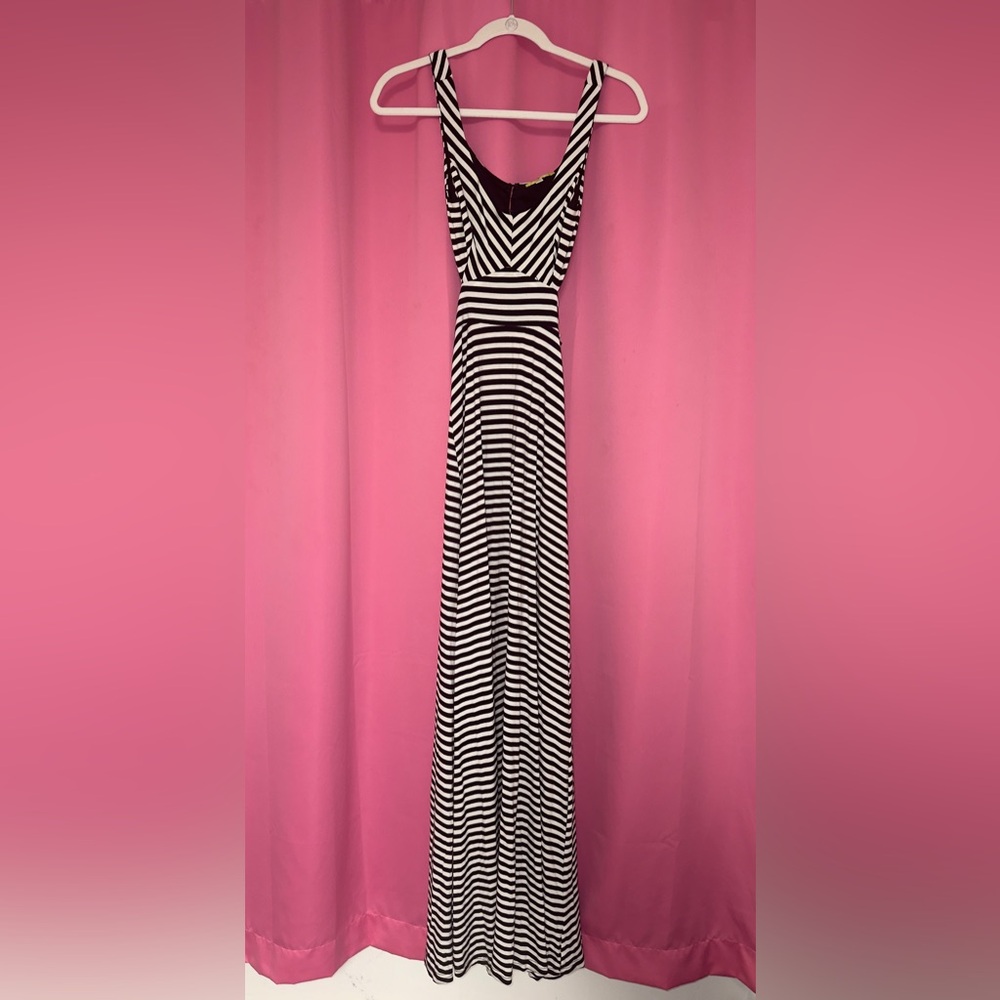 Gianni Bini Black and White Striped Maxi Dress